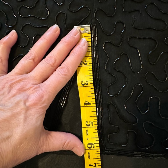 Vintage Laurence Kazar Black Silk Beaded Sheath Dress With Sequined Shoulders - Picture 10 of 15